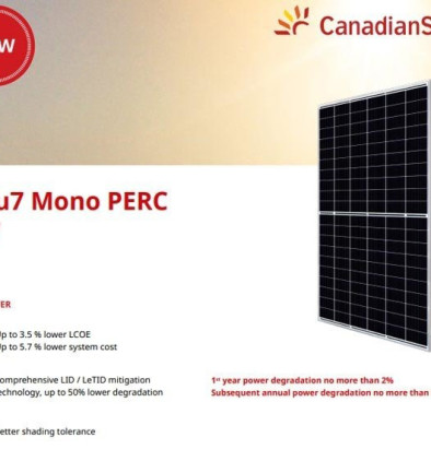 Solar electric panel monocrystalline Canadian Solar 595W (on request) photo 394x433